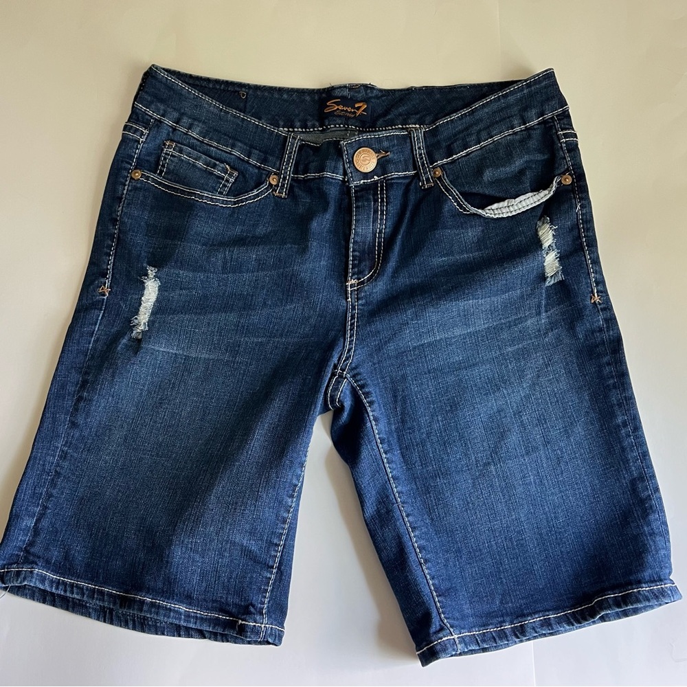 Seven 7 jeans Jorts Bermuda Shorts Womens Mid Rise Stretch Jean Denim Size 14